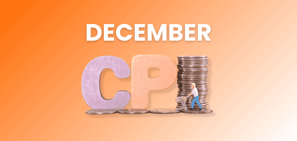 December CPI text pictured with I represented by a stack of coins.